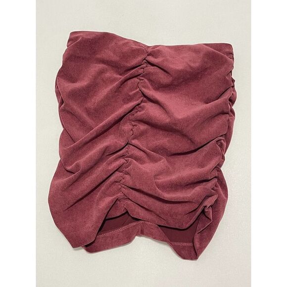 Zara Draped Corduroy Ruched Mini Skirt Dusty Burgundy Red Women’s Size Medium‎ - Picture 7 of 10